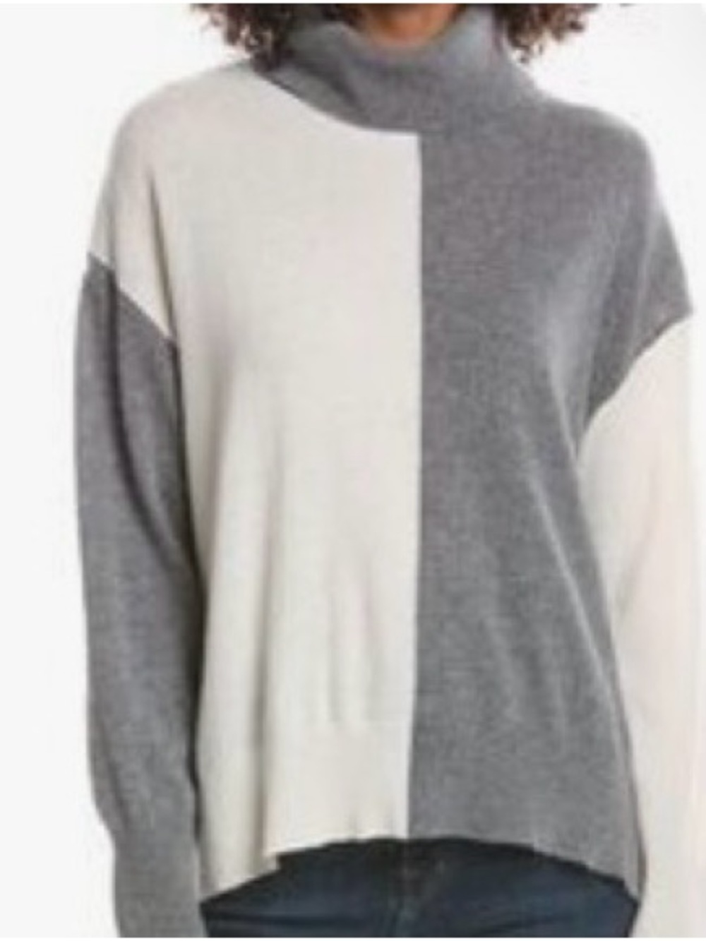 NEW CEZELE Turtle Neck Color Block Sweater L